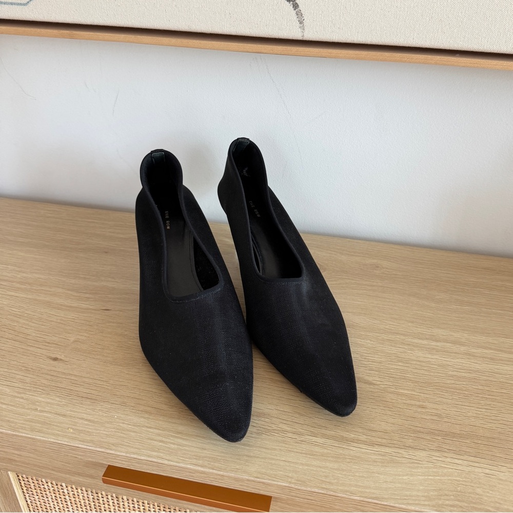 The Row black pointed toe heels